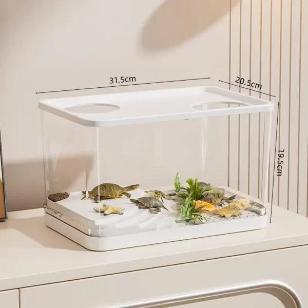 Transparent Mini Fish Tank Aquarium Drop Resistant Hydroponic With Lid Ecological Tank Turtle - Image 9