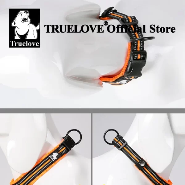 Truelove Dog Collar Nylon Adjustable Webbing Padded Soft Reflective Durable Heavy Duty - Image 4