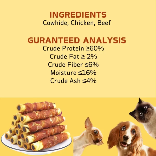 2-Pack(2 x 150g/5.3oz) 300g/10.6 Chicken Wrapped Cowhide Stick, Meat Dog Snacks, Made From Chicken Meat And Beef Skin - Image 6