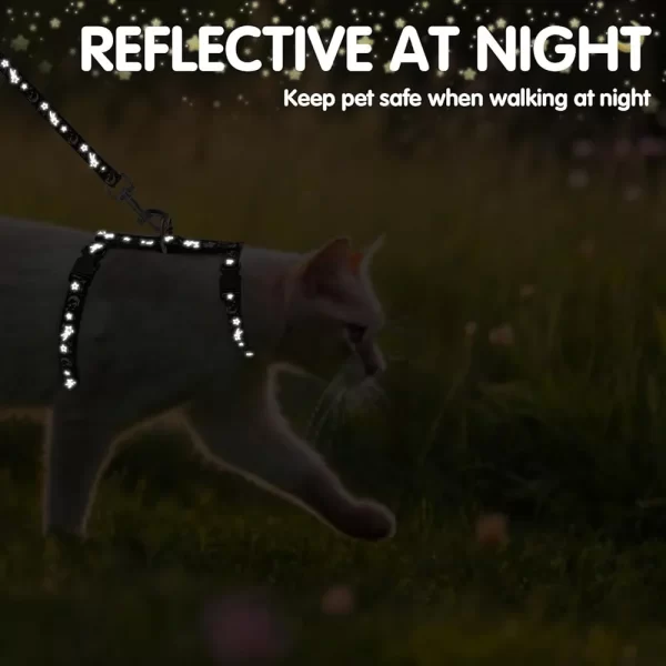 Adjustable Escape Proof Cat Harness Leash Collar Set Glow in The Dark H-shaped Star Moon Pattern - Image 2