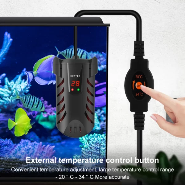 Aquarium Water Heater with Suction Cup Fish Tank Explosion-Proof Heating Rod Dual Probe Temperature Adjustment - Image 3