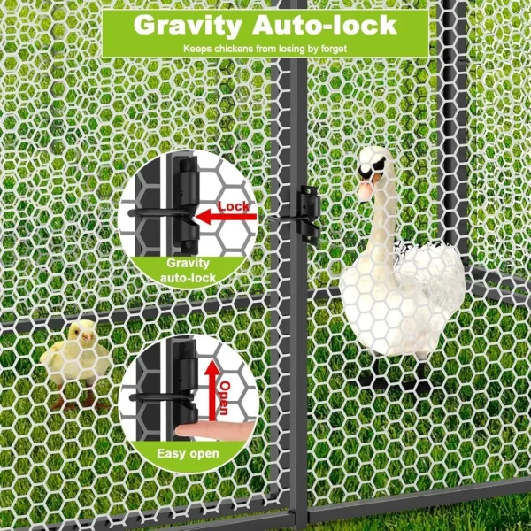 Large Metal Chicken Coop Chicken run for 10-12 chickens 120"L×40"W×40"H Portable Chicken Run with Cover - Image 4