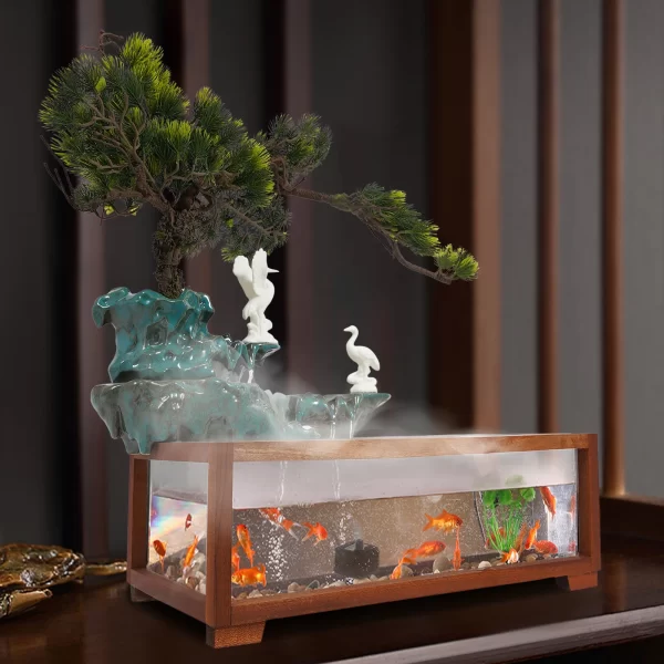 Fish Tank Flowing Ornament, Led Light Tabletop Fountain, Indoor Fountain with Fish Tank - Image 6