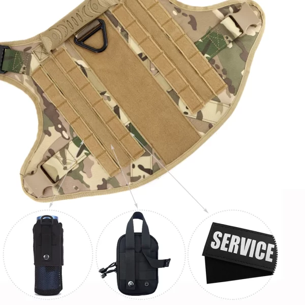 Military Large Dog Harness Collar Leash Bags Patches Set Training Vests Tactical Dogs Harnesses - Image 5