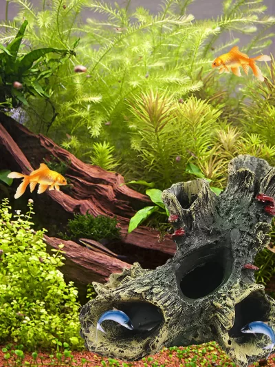 Artificial Landscape Ornament Multifunction Aquarium Hollow Log Decor Aquarium Dead Wood Decoration for Fish Tank Aquarium