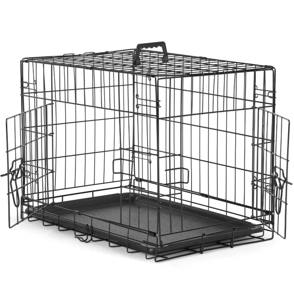 JHK Double Door Folding Metal Wire Dog Crate with Plastic Leak-Proof Pan Tray Extra Large Pet Kennel - Image 6