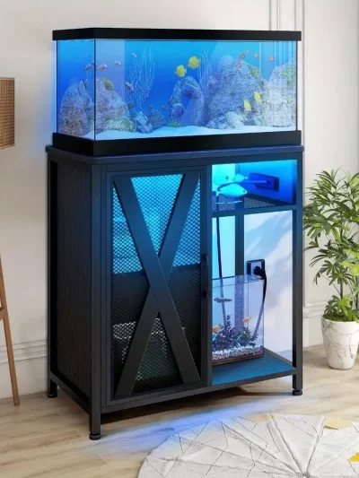 20-29 Gallon Metal Aquarium Stand Fish Tank Stand Storage Cabinet w/Power Outlet