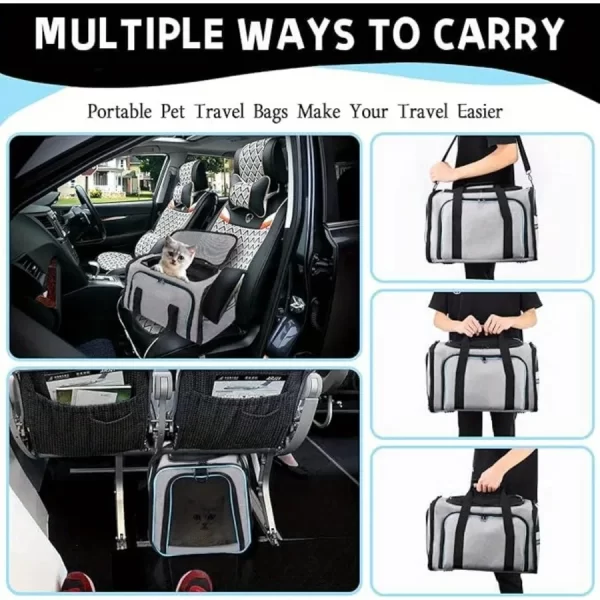Expandable Foldable Carrier with Fleece Pad Soft Side for Small Pets Cats, Puppies. Breathable Backpack - Image 4