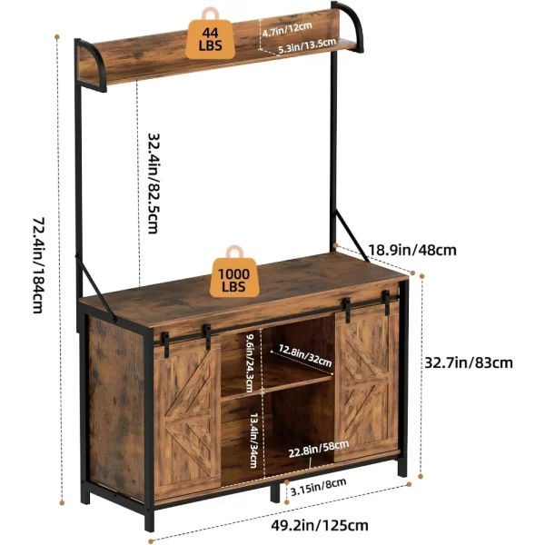 55-75 Gallon Fish Tank Stand with Power Outlets, Heavy Duty Metal Frame Aquarium Stand with Barn Door, Turtle Reptile Terrariums - Image 2