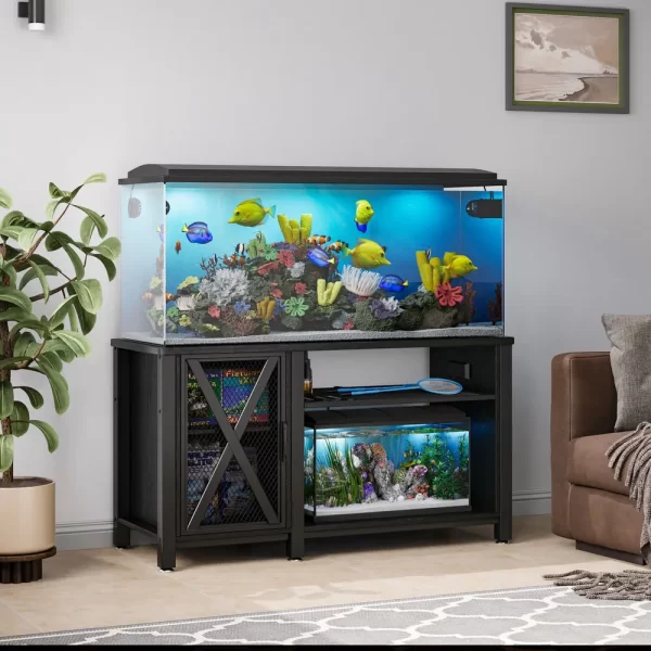 55-75 Gallon Fish Tank Stand w/Power Outlets Heavy Duty Aquarium Stand w/Cabinet - Image 3