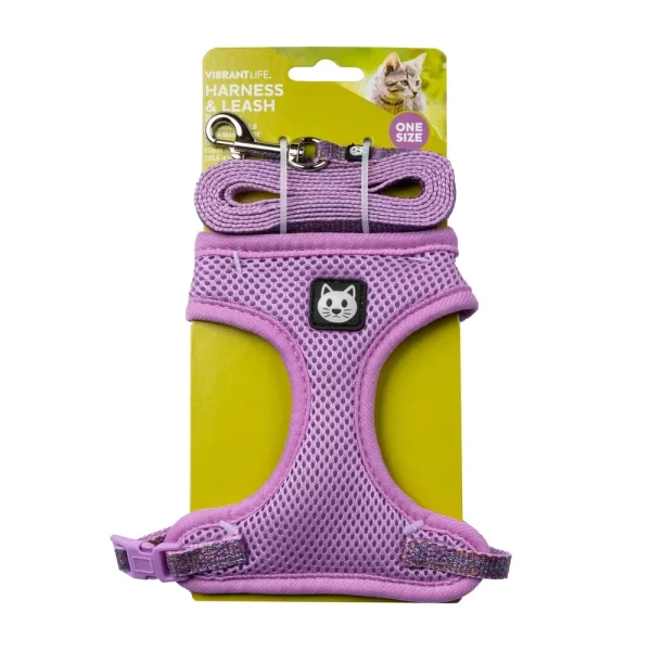 Purple Sparkle Cat Harness and Leash Set Adjustable Comfortable Unique Design Cats Kittens - Image 3