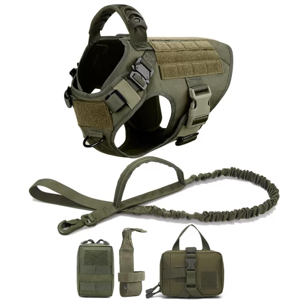 Military Dog Harness Leash Bags Set Pet Tactical Vest Harnesses Walking Training For Large Dogs - Image 9
