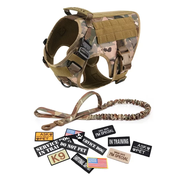 Military Large Dog Harness Collar Leash Bags Patches Set Training Vests Tactical Dogs Harnesses - Image 13