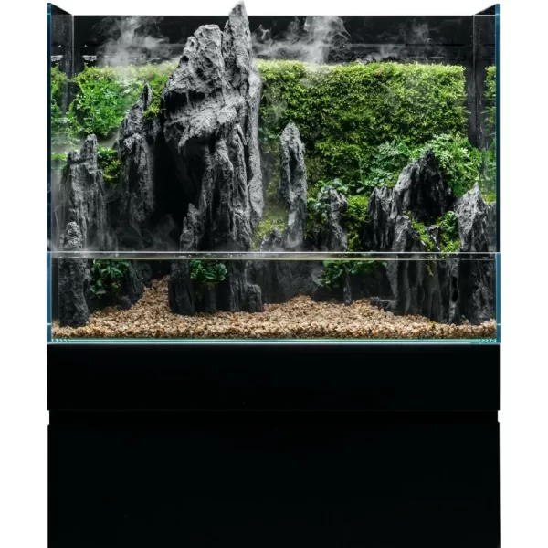 Integrated Paludarium Tank - All in One Aquarium w/Waterfall, Mist Maker, Water Pump, Modern Fish Tank w/Filtration - Image 2