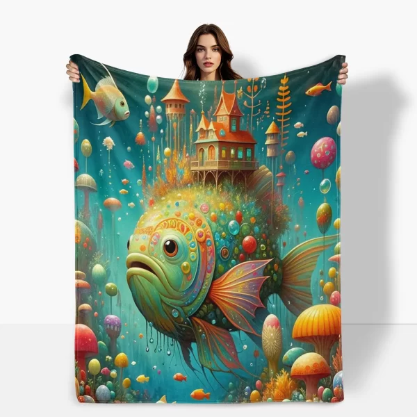 Colorful Fish Tank Themed Blanket For A Dreamy And Decorative Home Ambiance Transformation