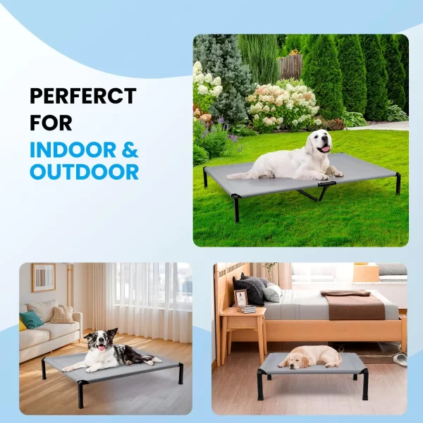 Elevated Dog Bed, Cooling Raised Pet Cot with Chew Proof Mesh Fabric and Steel Frame, Portable Dog Cot for Outdoor/Indoor Use - Image 5