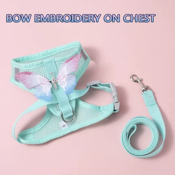Cute Butterfly, Breathable Dog Harness Set for Small Dogs Cat Puppy Chest Vest Leash - Image 5