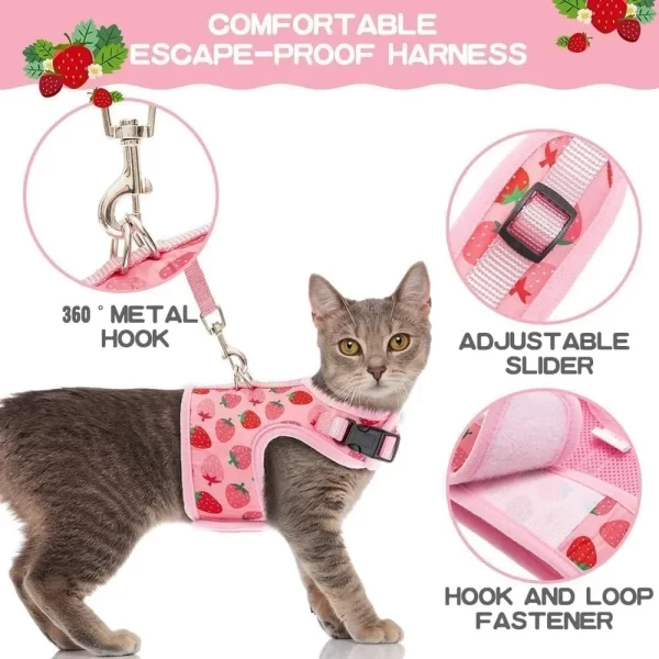 Cat Harness with Leash Fashionable Breathable Mesh Adjustable Vest - Image 4