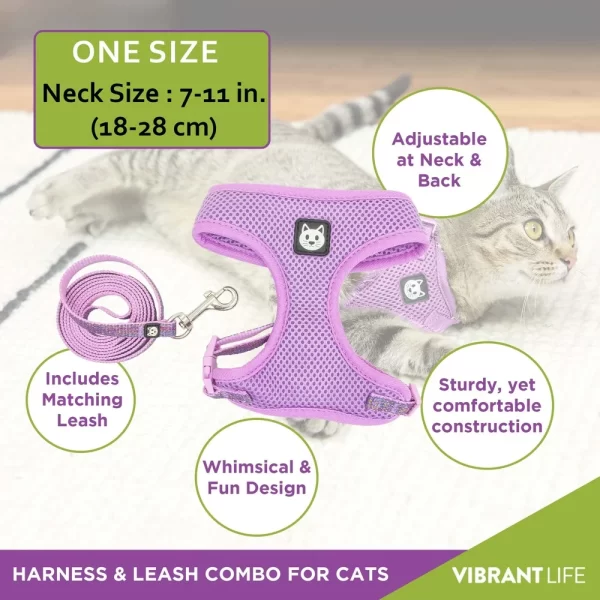 Purple Sparkle Cat Harness and Leash Set Adjustable Comfortable Unique Design Cats Kittens - Image 2