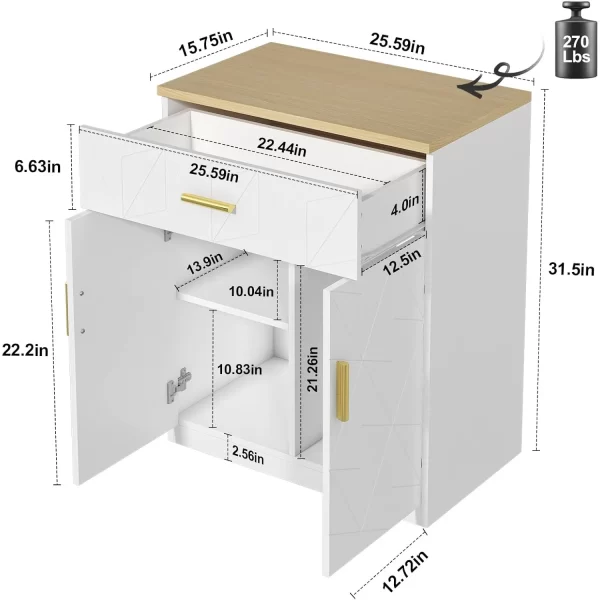 20 Gallon Fish Tank Stand with Charging Station, White Tank Stand with Drawer - Image 3