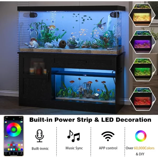 55 Gallon Fish Tank Stand, Fish Tank with Stand 55-75 Gallon, Aquarium Stand 55 Gallon with Drawer, Reptile Tank Stand with Power - Image 3