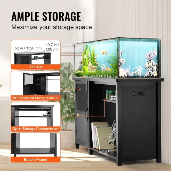 Aquarium Stand, 75 Gallon Fish Tank Stand, 52 x 19.7 x 32.3 in Steel and MDF Turtle Tank Stand, 626 lbs Load Capacity - Image 4