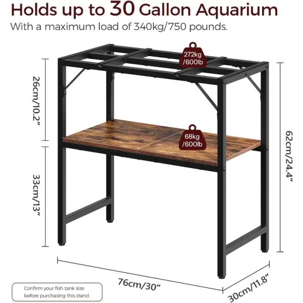 30 Gallon Fish Tank Stand, Aquarium Stand with 2-Tier Storage Shelves, Heavy Duty Breeder Turtle Terrarium Stand - Image 3