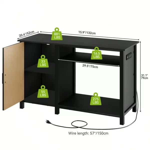 Heavy Duty Aquarium Stand for 55-75 Gallon Fish Tanks with Power Outlets - Image 5