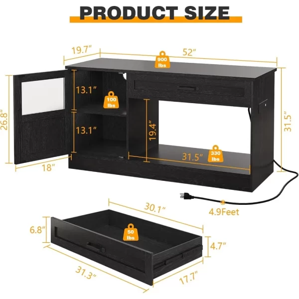 55 Gallon Fish Tank Stand, Fish Tank with Stand 55-75 Gallon, Aquarium Stand 55 Gallon with Drawer, Reptile Tank Stand with Power - Image 2