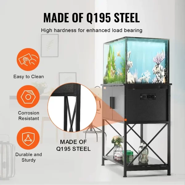 Aquarium Stand 29 Gallon Fish Tank Stand 28.7 x 16.5 x 30 in Steel and MDF Turtle Tank Stand 242.5 lbs Load Capacity - Image 6