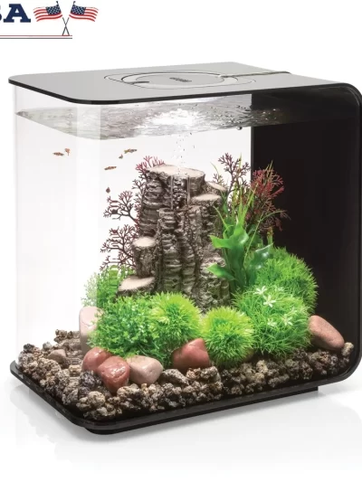 Acrylic Aquarium 8 Gallon with Light, Patented 5 Stage Filtration System, Transparent Sides Easy Maintenance Fish Tank