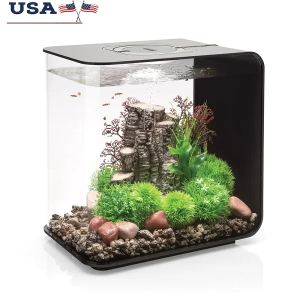 Acrylic Aquarium 8 Gallon with Light, Patented 5 Stage Filtration System, Transparent Sides Easy Maintenance Fish Tank