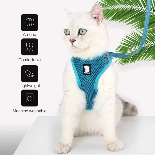 Lightweight Cat Harness and Leash Set Escape Proof Adjustable Comfortable Jacket Safe Outdoor Walking - Image 2