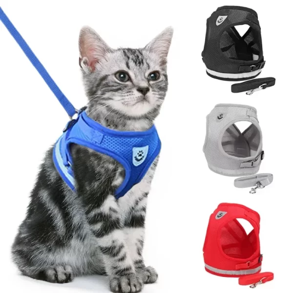 Dog/Cat Adjustable Harness Vest Walking Lead Leash For Puppy's Dogs Cats Polyester Harness For Small, Medium Dog and Cats - Image 3