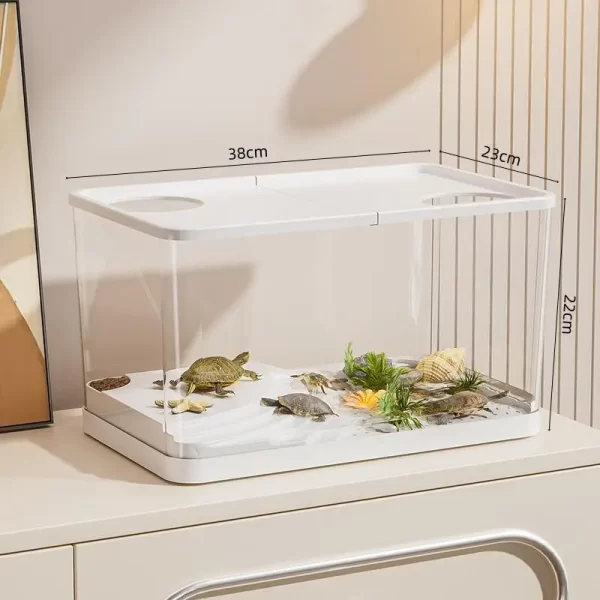 Transparent Mini Fish Tank Aquarium Drop Resistant Hydroponic With Lid Ecological Tank Turtle - Image 7