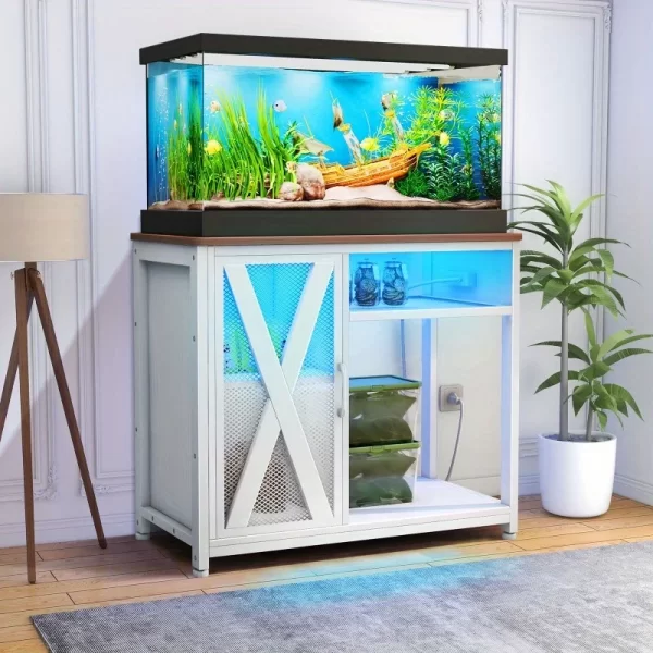 40-50 gallon aquarium stand tank with power outlet and LED light