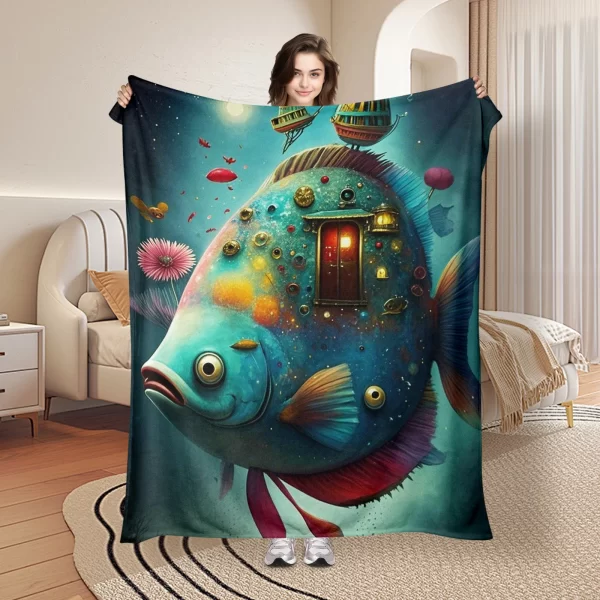 Underwater House Blanket With Fish Tank Design For A Unique And Friendly Home Decor Enhancement - Image 2