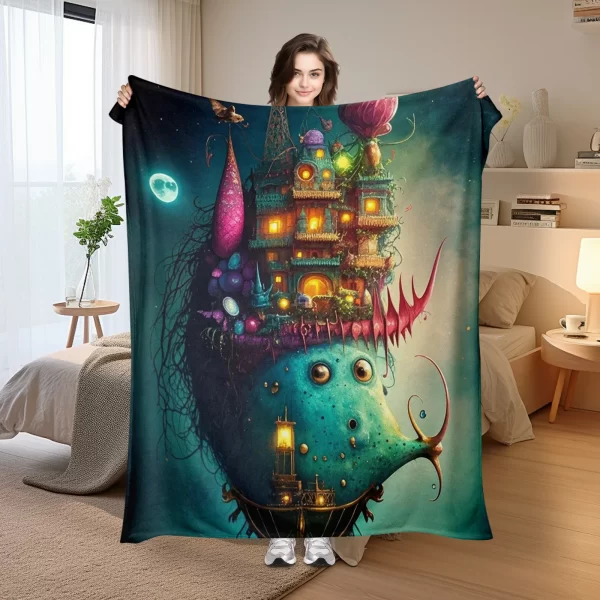 Blue Fish Tank Blanket With Illuminated Design For A Modern And Decorative Home Enhancement Touch - Image 2