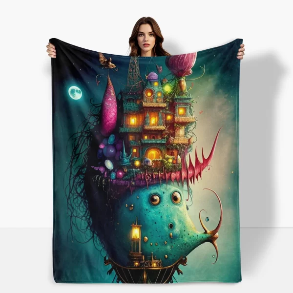 Blue Fish Tank Blanket With Illuminated Design For A Modern And Decorative Home Enhancement Touch