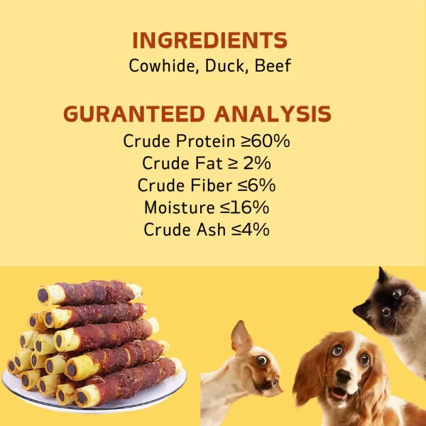 (1Pk 5.29oz/150g) Duck Wrapped Cowhide Stick, Meat Dog Snacks, Made From Duck Meat And Beef Skin, Beef Filling, Healthy - Image 4