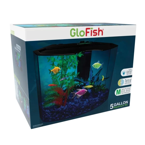 5 Gallon Aquarium Kit with Light and Internal Filter Crescent Shaped Fluorescent Fish Tank Complete Aquarium Setup - Image 4