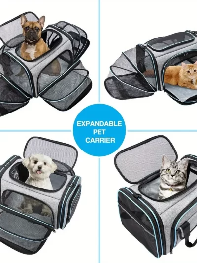 Expandable Foldable Carrier with Fleece Pad Soft Side for Small Pets Cats, Puppies. Breathable Backpack