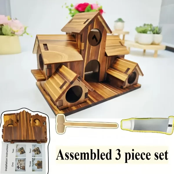 Outdoor bird house, handmade 6-hole, hanging bird house, used for gardening decoration and bird habitat - Image 2