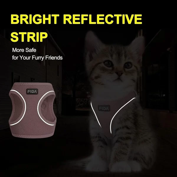 Adjustable Cat Harness Leash Set Escape Proof Soft Mesh Lightweight Breathable - Image 4