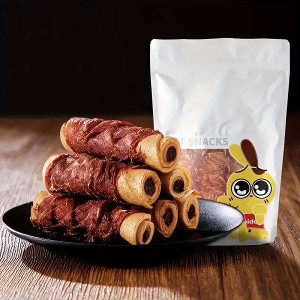 2-Pks of Duck Wrapped Cowhide Stick, Meat Dog Snacks, Made From Duck Meat And Beef Skin, Beef Stuffing