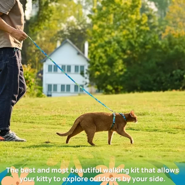 Adjustable Escape Proof Cat Harness and Leash Set Comfortable Lightweight Soft Breathable Safe Walking - Image 2
