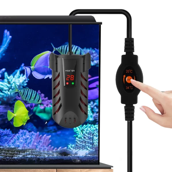 Aquarium Water Heater with Suction Cup Fish Tank Explosion-Proof Heating Rod Dual Probe Temperature Adjustment