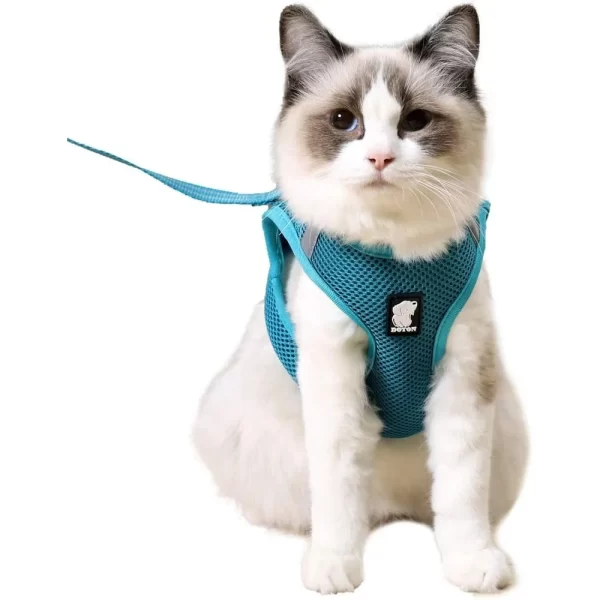 Lightweight Cat Harness and Leash Set Escape Proof Adjustable Comfortable Jacket Safe Outdoor Walking
