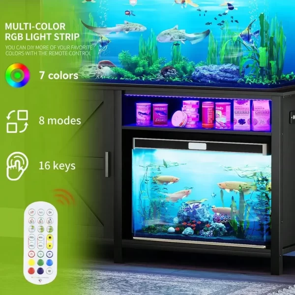 Heavy Duty Aquarium Stand for 55-75 Gallon Fish Tanks with Power Outlets - Image 2