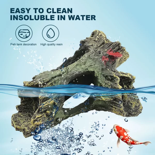 Artificial Landscape Ornament Multifunction Aquarium Hollow Log Decor Non-toxic Resin Fish Hiding Cave for Fish Tank Aquarium
